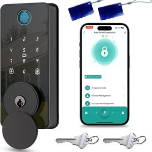 Smart Fingerprint Door Lock - Black